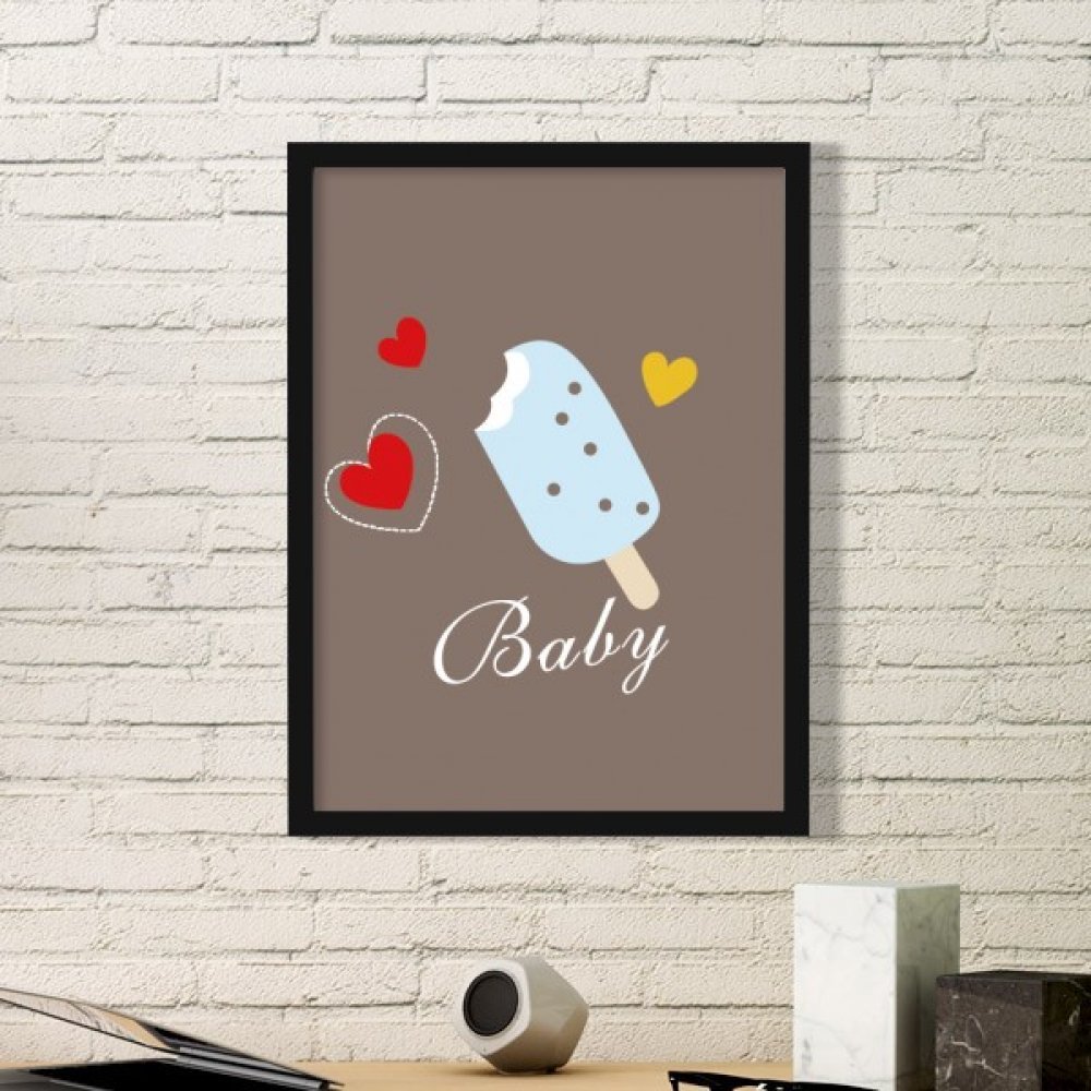 Cadre photo rectangle en bois avec peinture art popsicle pour une decoration de salon originale