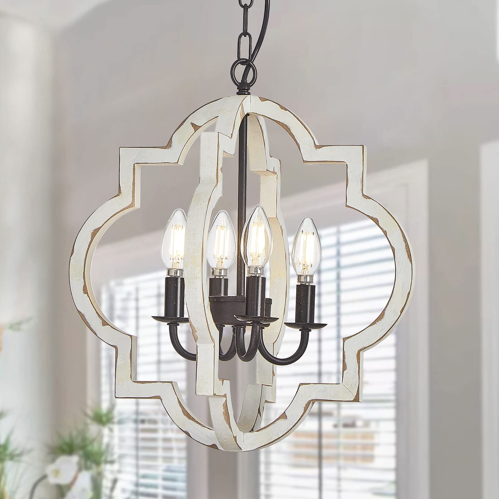 Buy Farmhouse Chandelier Ceiling Light, Rustic Wood Hanging Light Orb