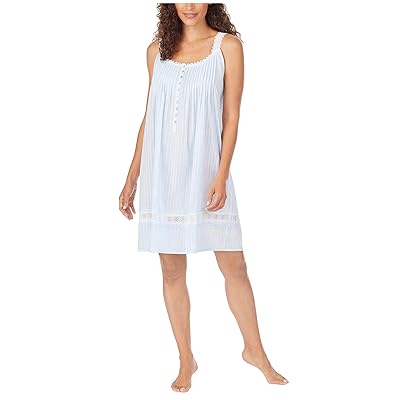 Eileen West Cotton Dobby Stripe Woven Sleeveless Short Nightgown Women