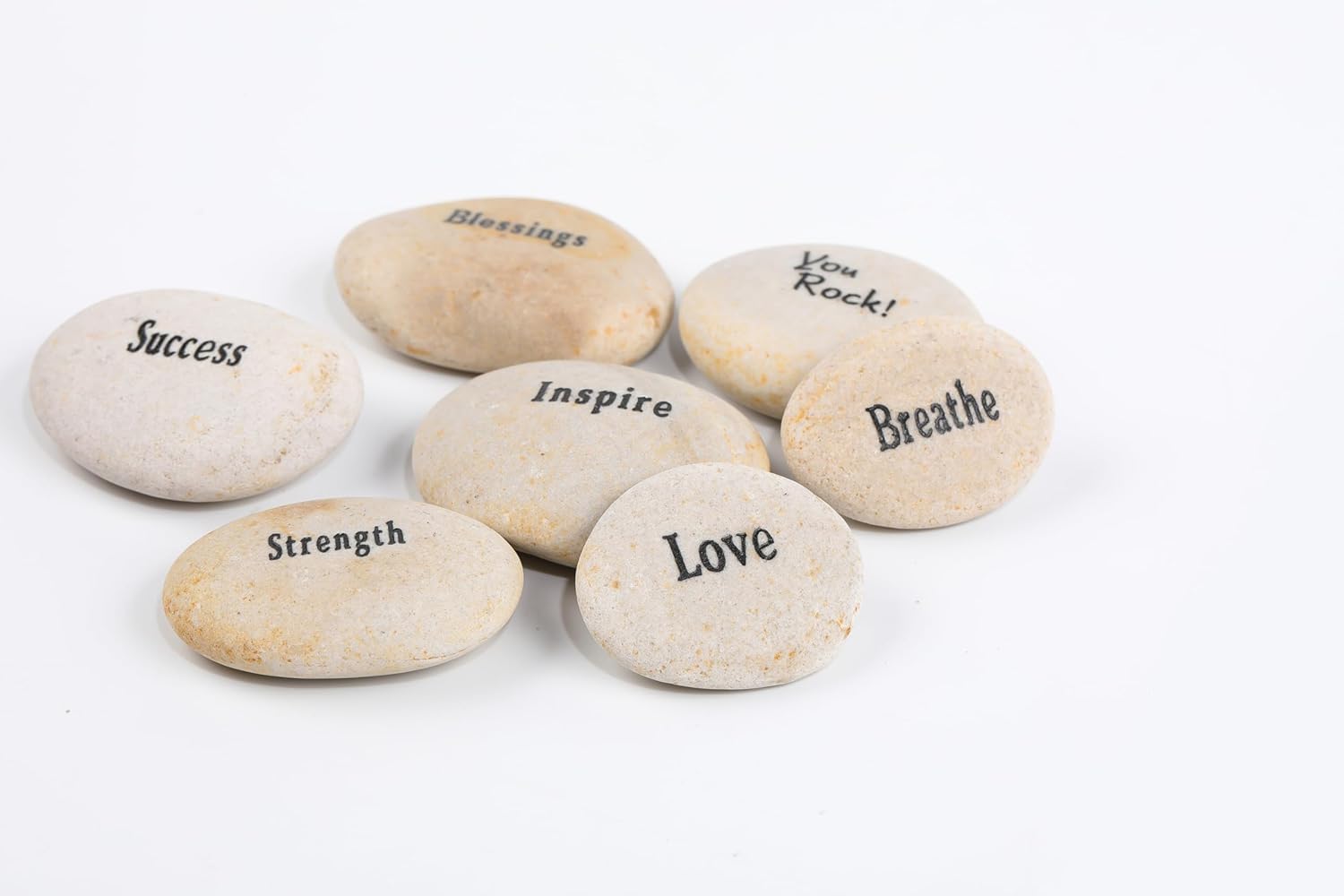 ROCKIMPACT 50PCS Engraved Rocks Different Words Inspirational Stones Bulk Faith Stones Gratitude Rocks Healing Prayer Religious Charms Encouragement Rocks, 1"-2" Each