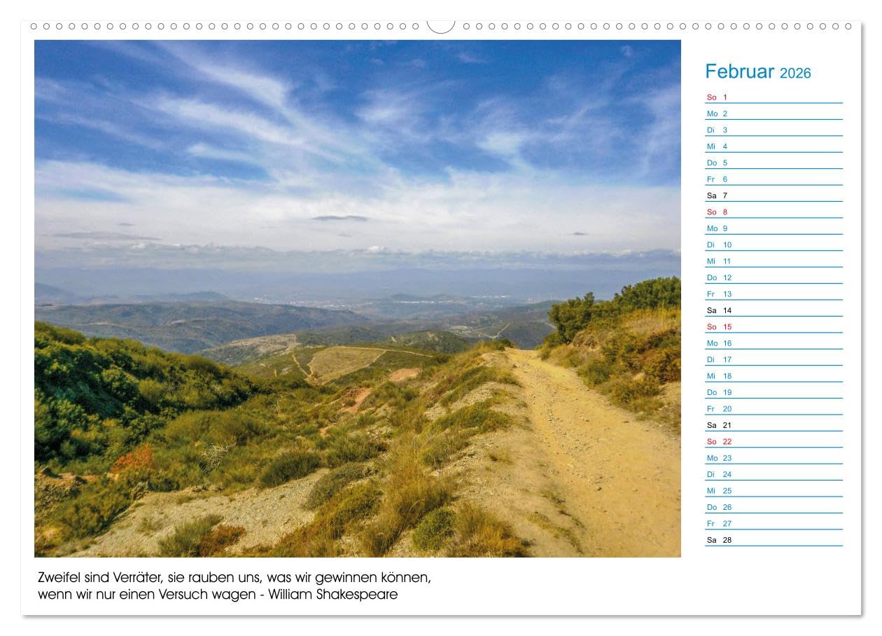 Mein Weg nach Santiago de Compostela mit Zitaten (hochwertiger Premium Wandkalender 2026 DIN A2 quer), Kunstdruck in Hochglanz: Mit diesem Kalender ... de Compostela wandern. (CALVENDO Orte)