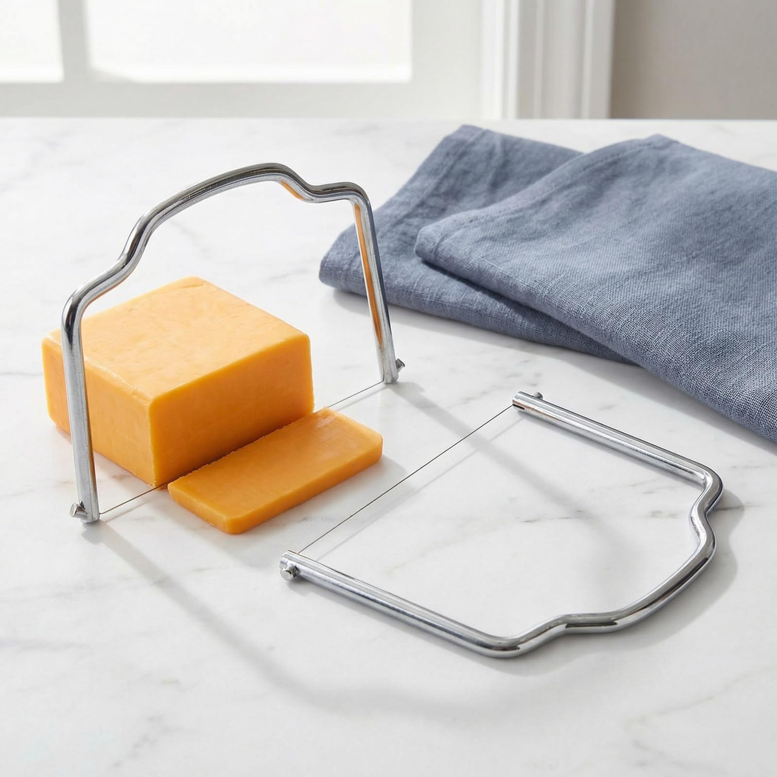 Cortador de Queso con Alambre 2 en 1 Inoxidable Multifunción 7.1x11cm, 2 Piezas