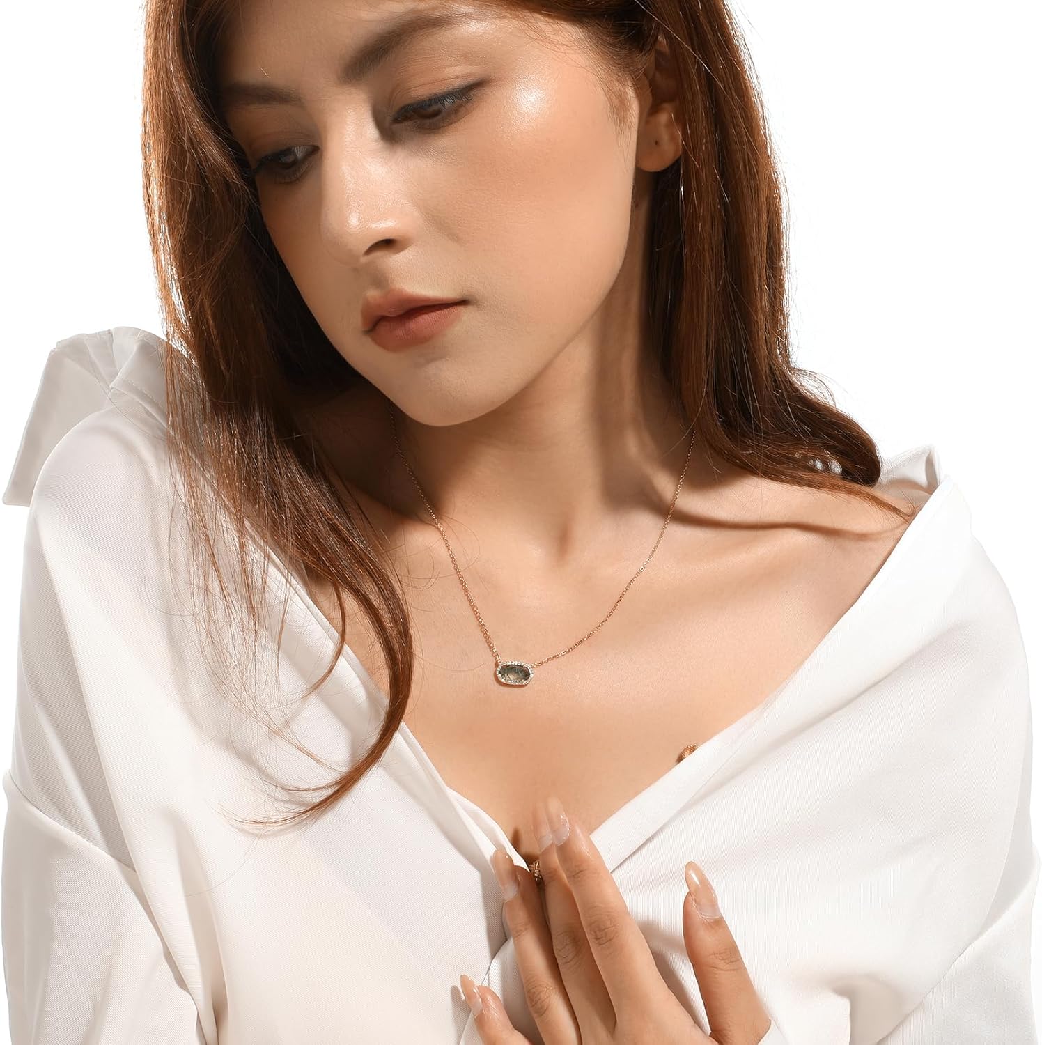 Natural Moss Agate Necklace for Women 925 Sterling Silver Pendant Jewelry Gift - Image 3