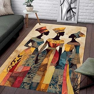 Personalized Black Women Area Rug – Custom Name African Women Rug for Be...