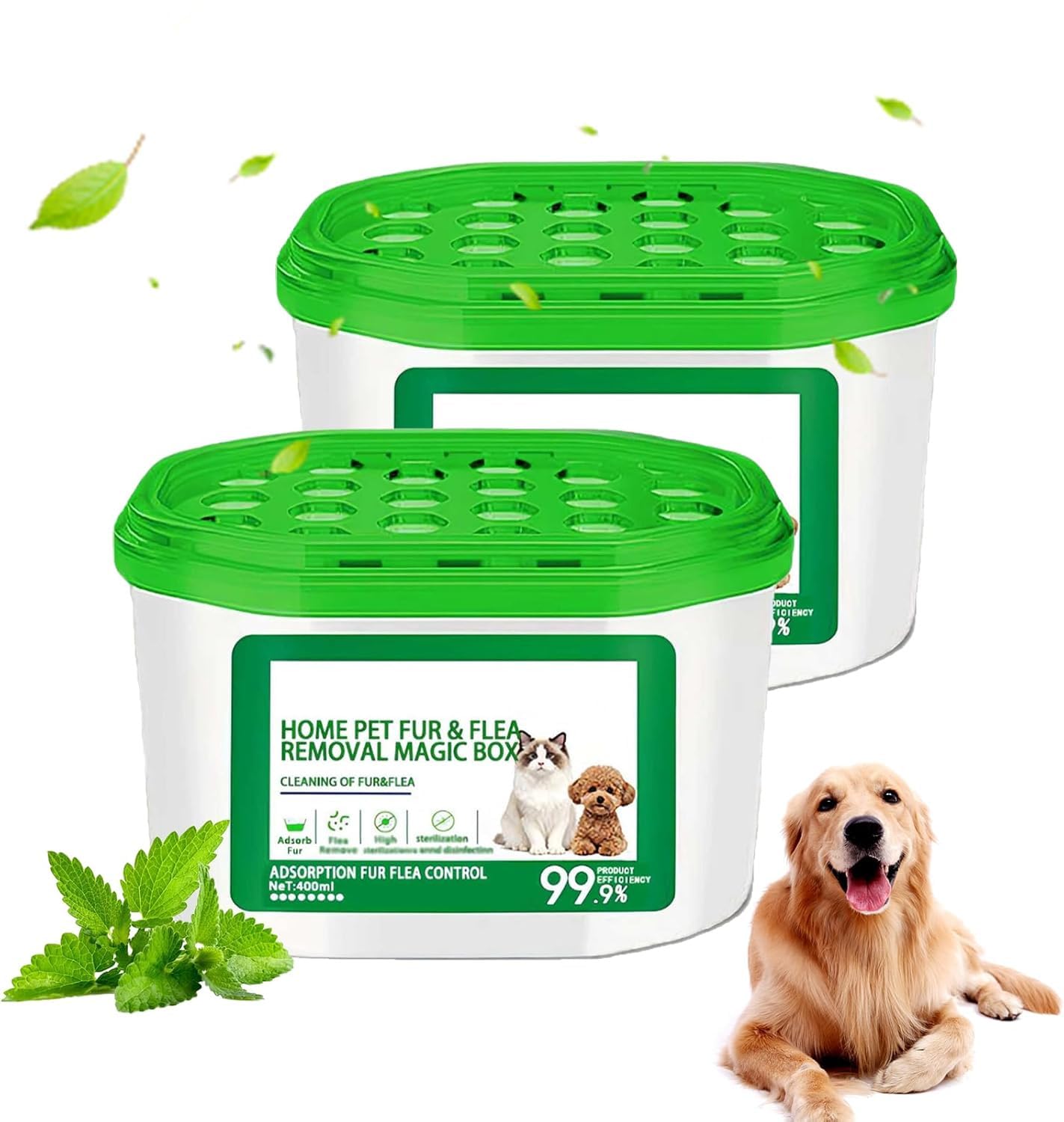 Home Pet Fur Odor Removal Magic Box, Portable Odor Eliminator & Dust Collector, Indoor Air Purification Dust Removal Magic Box, 360° All-Aroundcoverage, Long-Lasting & Effortless (2pcs)