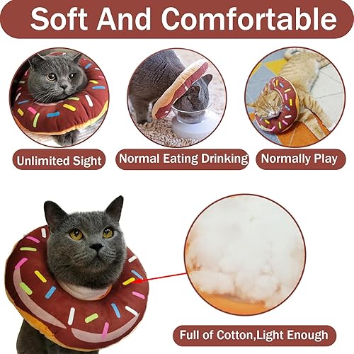 Miniatura 3 de ZHUOKECE Collar de cono para gato, suave, lindo collar de recuperación de gato, collar isabelino ajustable para curación de heridas, cómodo y ligero