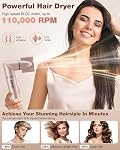 Brosse Sèche-Cheveux & Styler 7MAGIC 7 en 1, Styler à Air Chaud Ionique Négatif Haute Vitesse 110 000 RPM, Sèche-cheveux Puissant de 1400W & Multi-Style pour Cheveux Lisses, Ondulés, Bouclés et Frisés, Rose