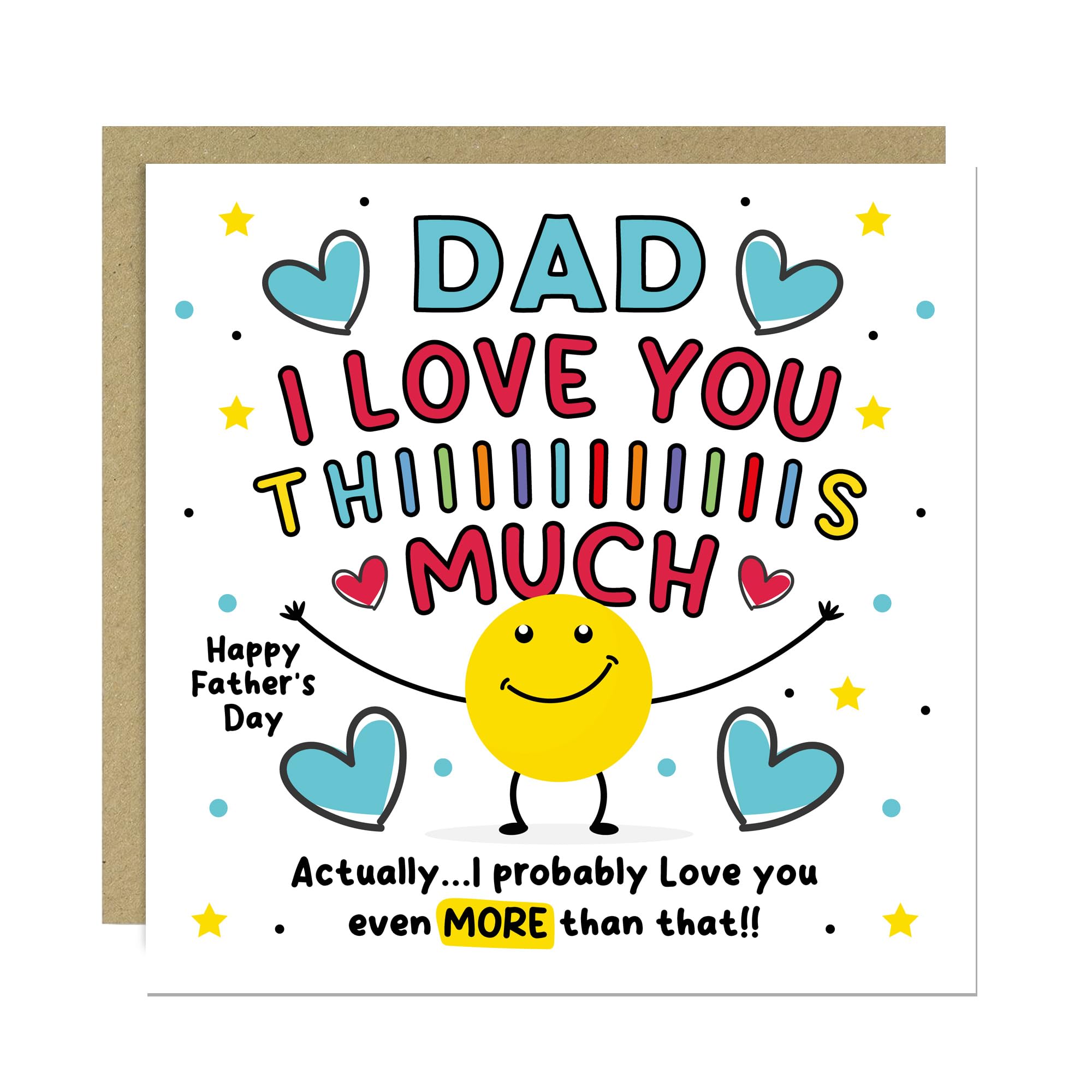 RED OCEAN Fathers Day Card For Dad Happy Father's Day Card For Dad 145x145mm With Kraft Envelope Novelty Cards From Daughter Son