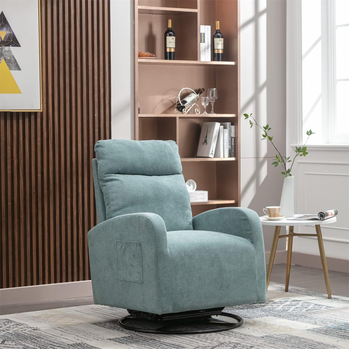 Amazon.com: TRIPLE TREE Swivel Rocking Chair, Upholstered Recliner Sofa ...