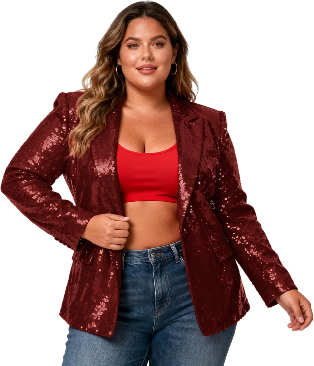 Plus Size Sequins Womens Blazers Glitter Suits Jacket Party Sparkly Cardigan Coat Christmas