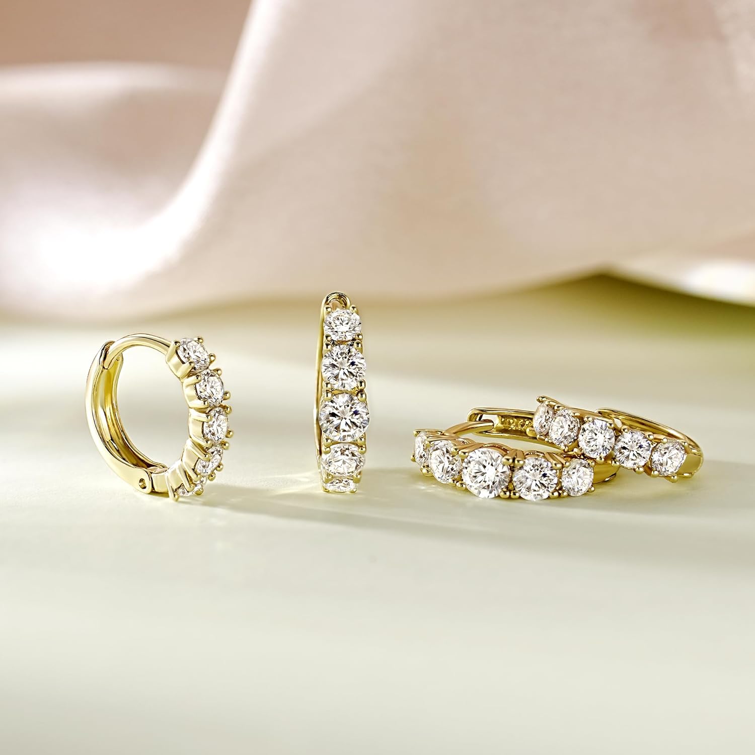 JINEAR Gold Hoop Earrings for Women 14K Gold Plated Cubic Zirconia Huggie Earrings 2Pairs Dainty Hypoallergenic Waterproof Cartilage Hoops Earring Set Lightweight Trendy Jewelry Gifts for Women - Image 8