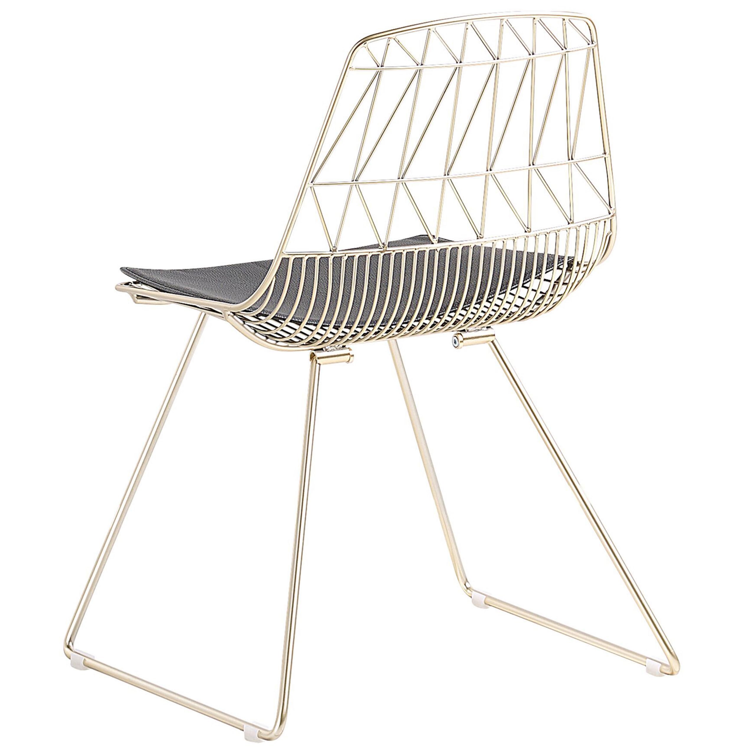 Beliani Lot 2 Chaises Industrielles en Métal Doré Assie en Cuir PU Noir et Design Tendance pour Salle à Manger Salon ou Chambre Moderne