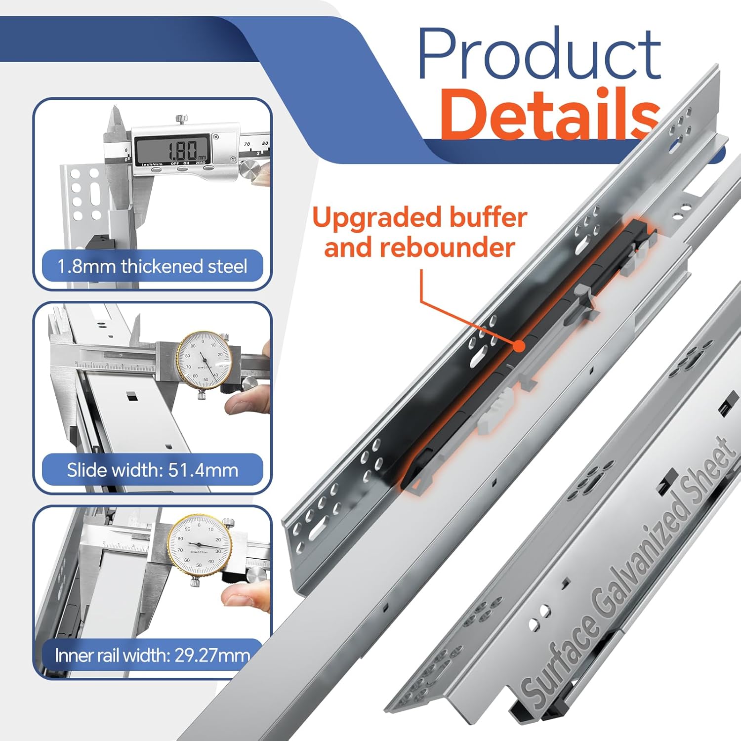 ToBeGreat Push to Open Soft Close Drawer Slides 18 Inch with Rear Bracket, Face Frame & Frameless Compatible, Full Extension Undermount, 3D Adjustable Metal Handles, 100 lb, Kitchen Cabinet, 1 Pair