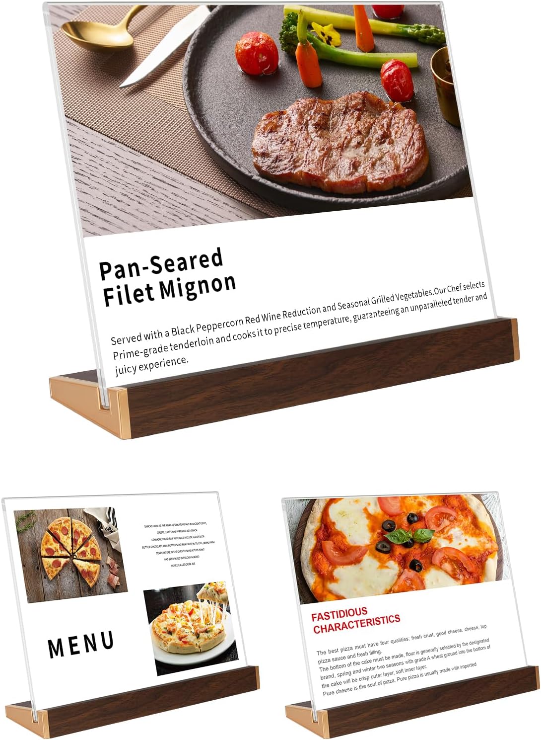 3 Pack Acrylic Sign Holder 8.5 x 11 Horizontal Tabletop Clear Sign Display Frame for Coffee Shop/Restaurant Menu Stall/Exhibitions/Hotel/Office/Counter Noticeboard Display Show Holder