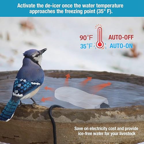 Miniatura 7 de Wedigout Calentador de agua sumergible de 250 vatios, descongelador de utilidad para ganado de granja en invierno, descongelador de aluminio cuboide