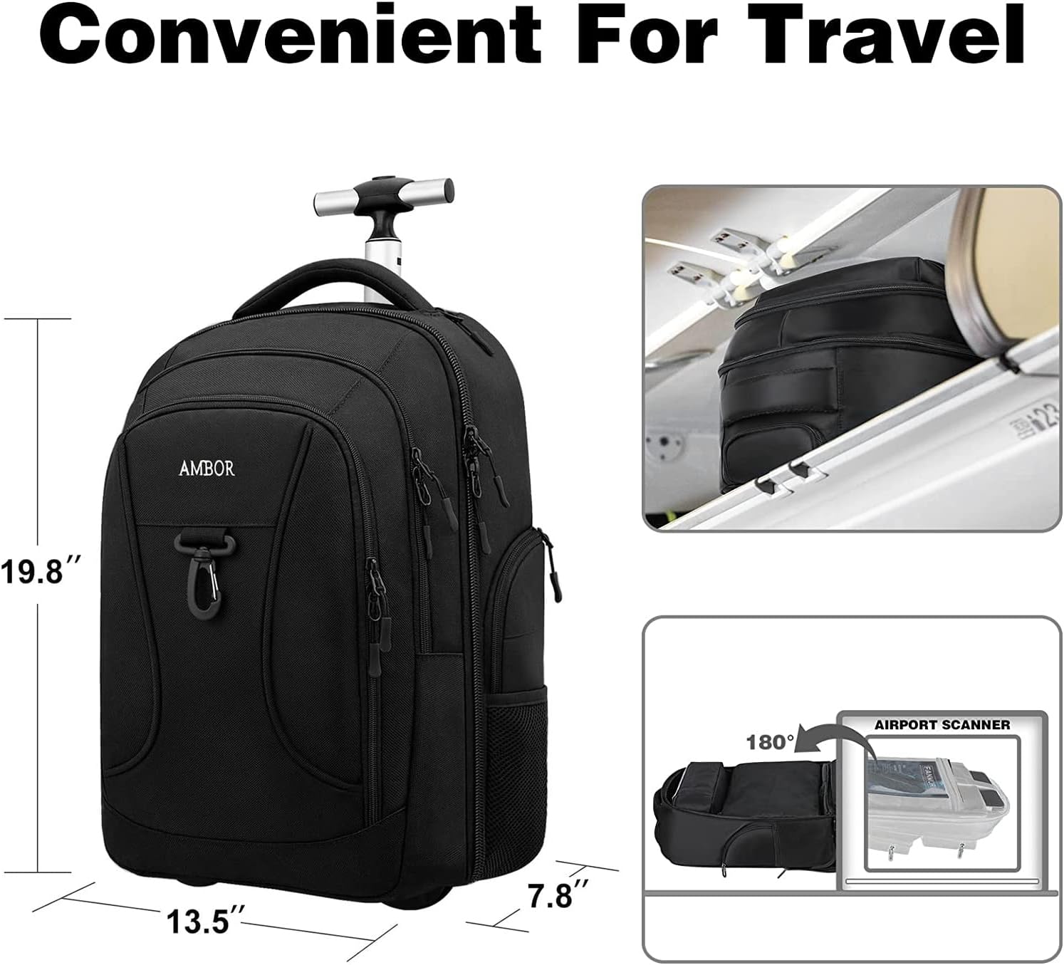 ایگرد قیمت و خرید Rolling Backpack, AMBOR Waterproof Wheeled Backpack