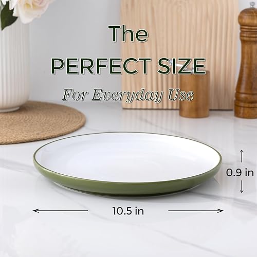 Miniatura 3 de GBHOME Juego de 6 platos llanos de cerámica, grandes y redondos de 10.25 pulgadas para ensalada, pizza, bistec, bufé, platos profundos resistentes a