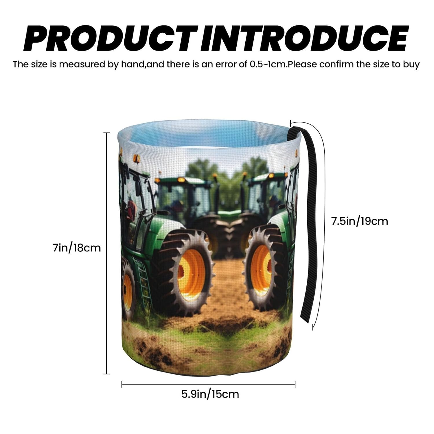 Company Farm Tractor Print Foldable Car Trash Can,Hanging Car Garbage Can,Waterproof Car Garbage Bin, for Travel Camping