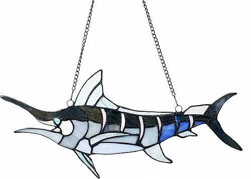 Miniatura 2 de Chloe Lighting Swordfish Animal-Style - Panel de ventana de 16 pulgadas de ancho, multicolor