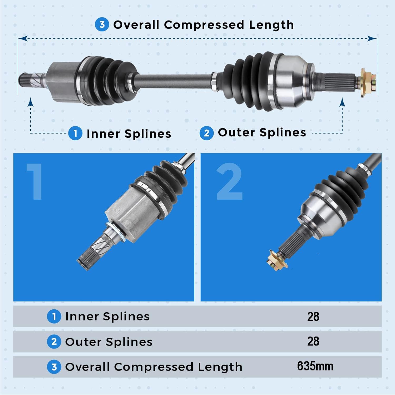 Front Left Driver Side CV Axle Assembly for 2009-2013 Mazda 3 Sport 2.0L
