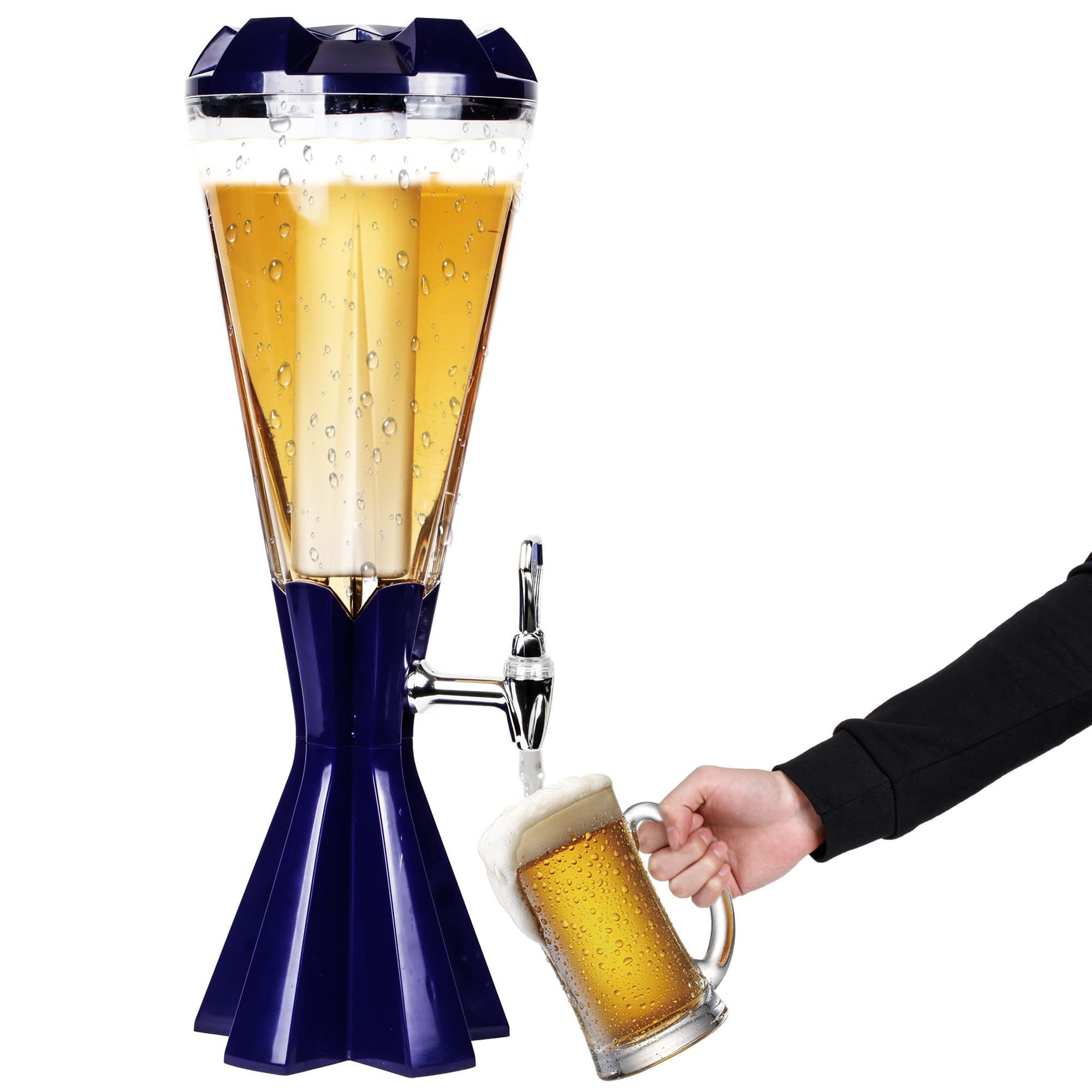 Birra Torre 3 litri Dispenser for torre di birra con con tubo di ghiaccio & flash LED colorato facile da pulire adatto for feste in casa bar (Viola)