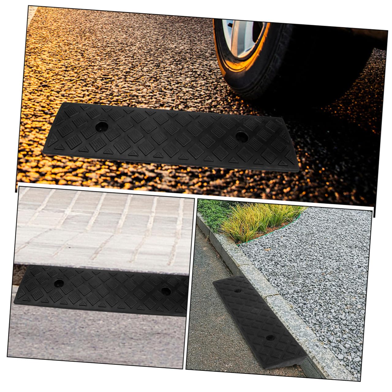 NOLITOY Rampa de Plástico Negra para Motocicleta y Silla de Ruedas, Antideslizante y Resistente Presión, Adecuado para Entrada en Jardín o Puerta, Pack de 2 Unidades