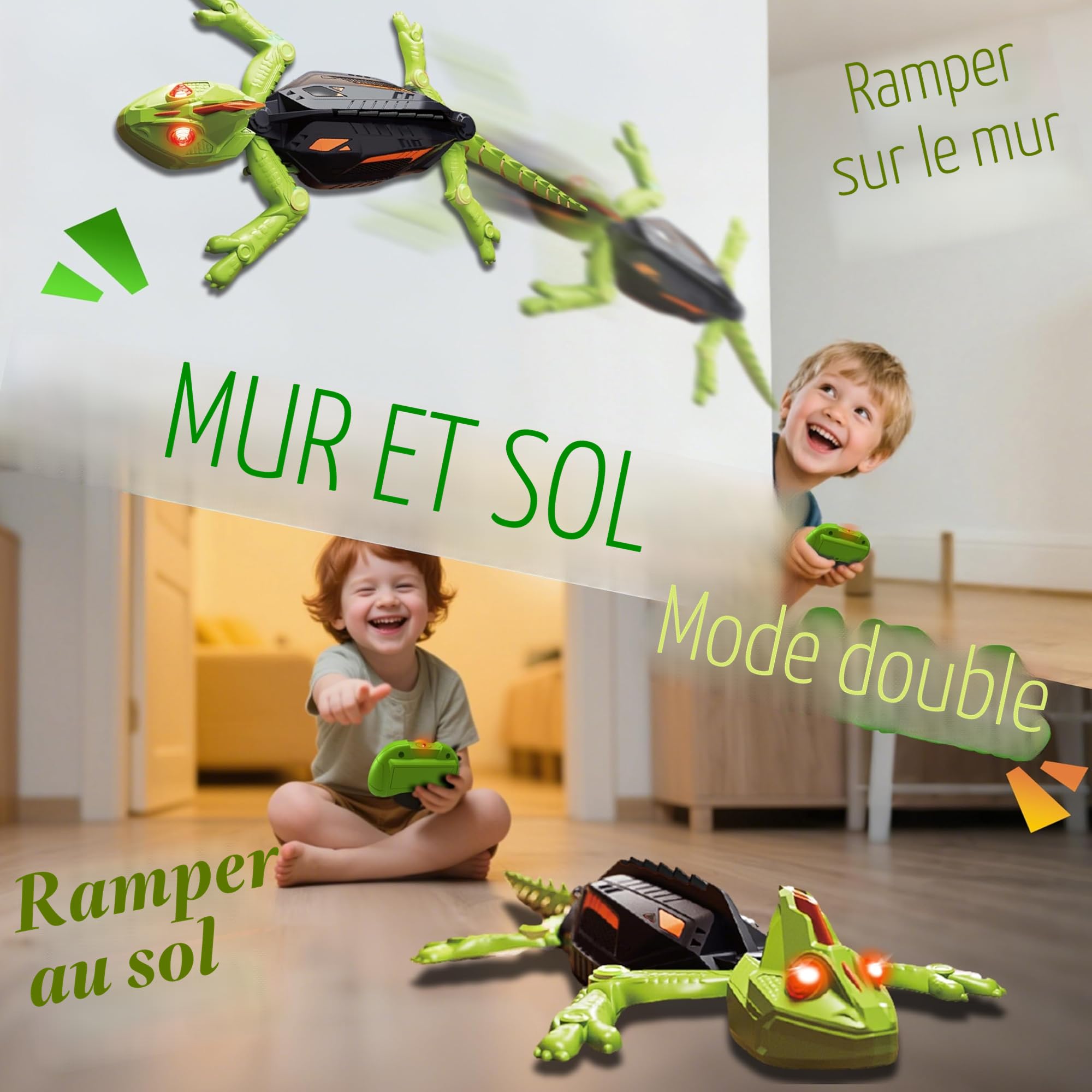 Rechargeable Caméléon Télécommandé, Gecko Radiocommandé avec Yeux LED, Lézard Robot Jouet, Cadeau Anniversaire pour Enfant Garçons Filles 3 4 5 6 7 8+ Ans [Version Améliorée]
