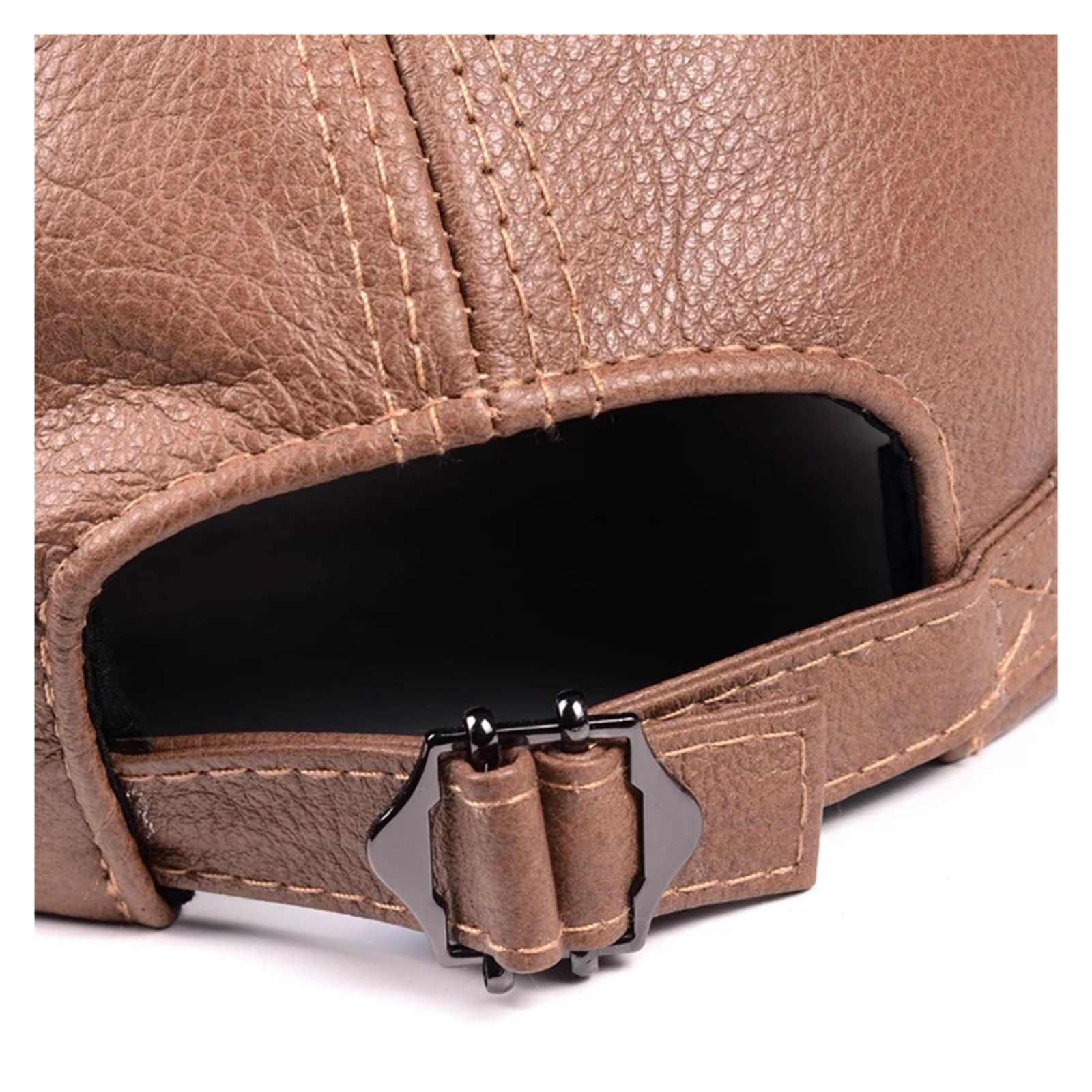 New Male Casual Genuine Leather Baseball Cap For Men Real Cowhide Black/Beige Dad Hats Mens Big Brim Cool Hat
