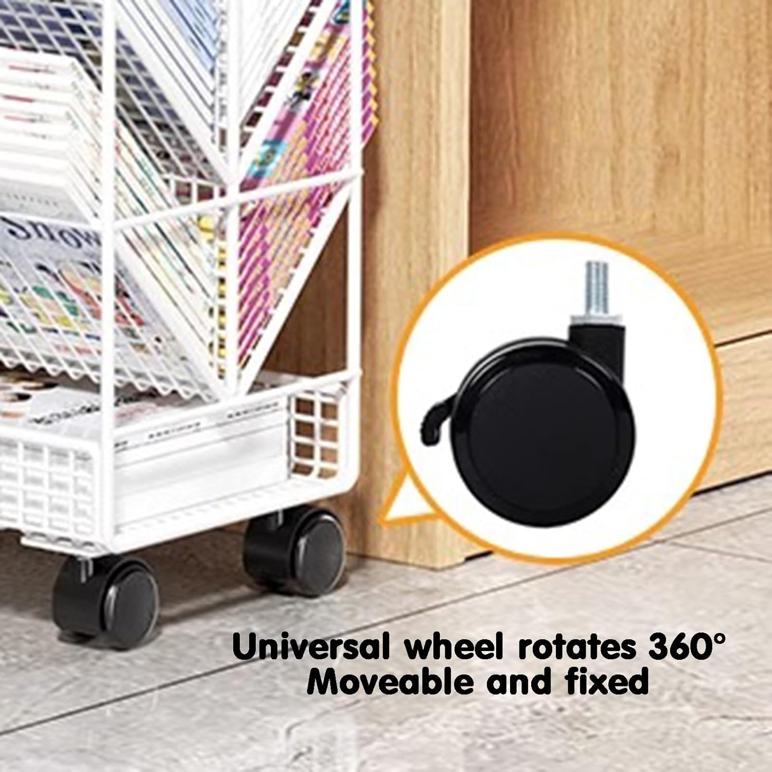 Book cartRolling File cart 6-Tier, Mobile Bookshelf Metal Rolling Utility cart Heavy Duty for Office, Dorm, Classroom,Library, Living Room,Black