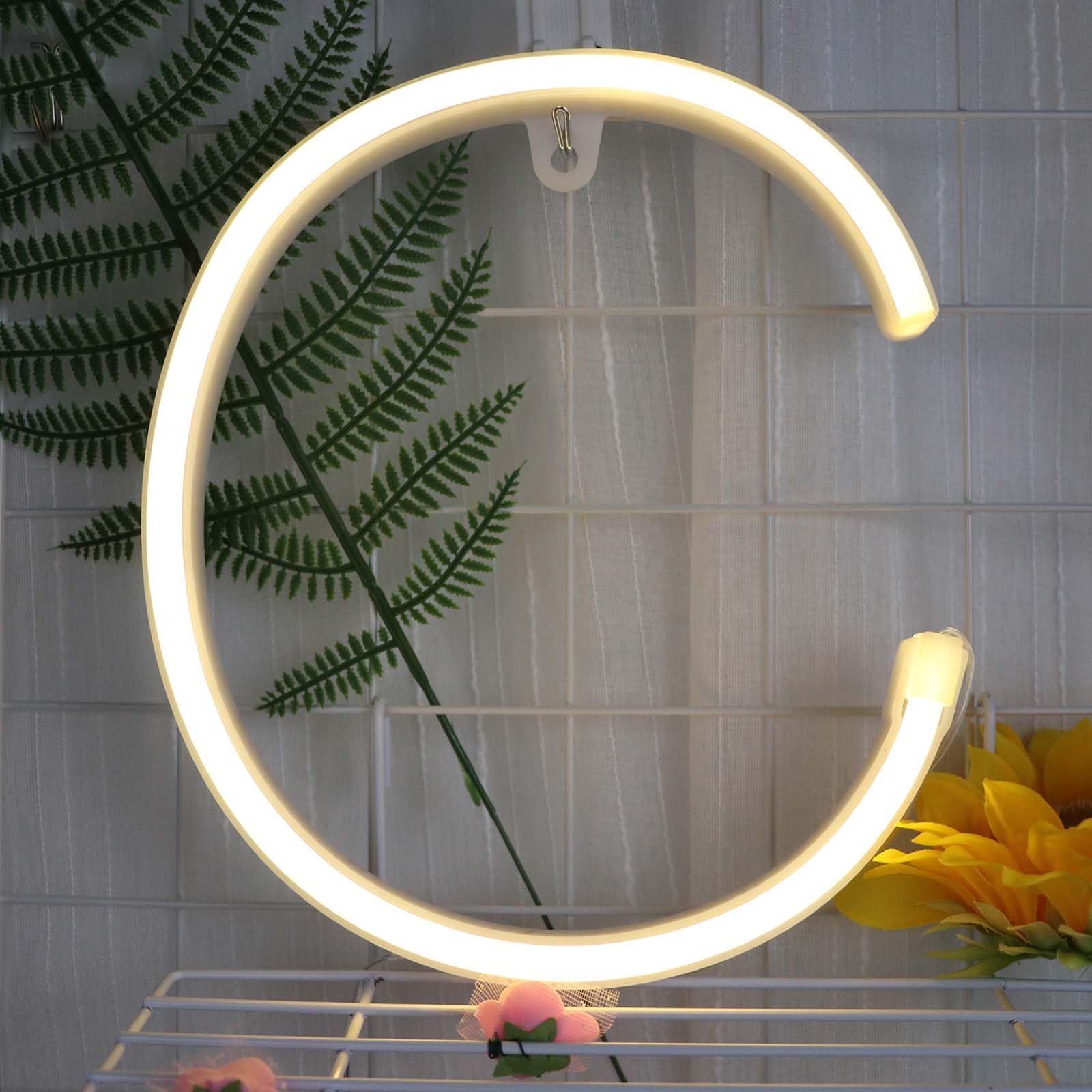 Customizable Neon Light Sign for Room Decor - Warm White Battery/USB Powered LED Letters Perfect for Shop Window Bedroom Wedding Party Background(Letters C) — image 1