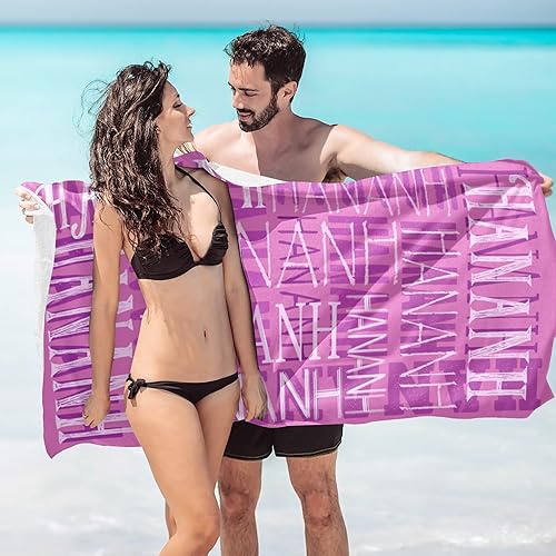 Miniatura 3 de Puercha Toalla de playa personalizada con nombre para adultos y niños, toalla de playa súper suave de secado rápido, toalla de playa para niñas y