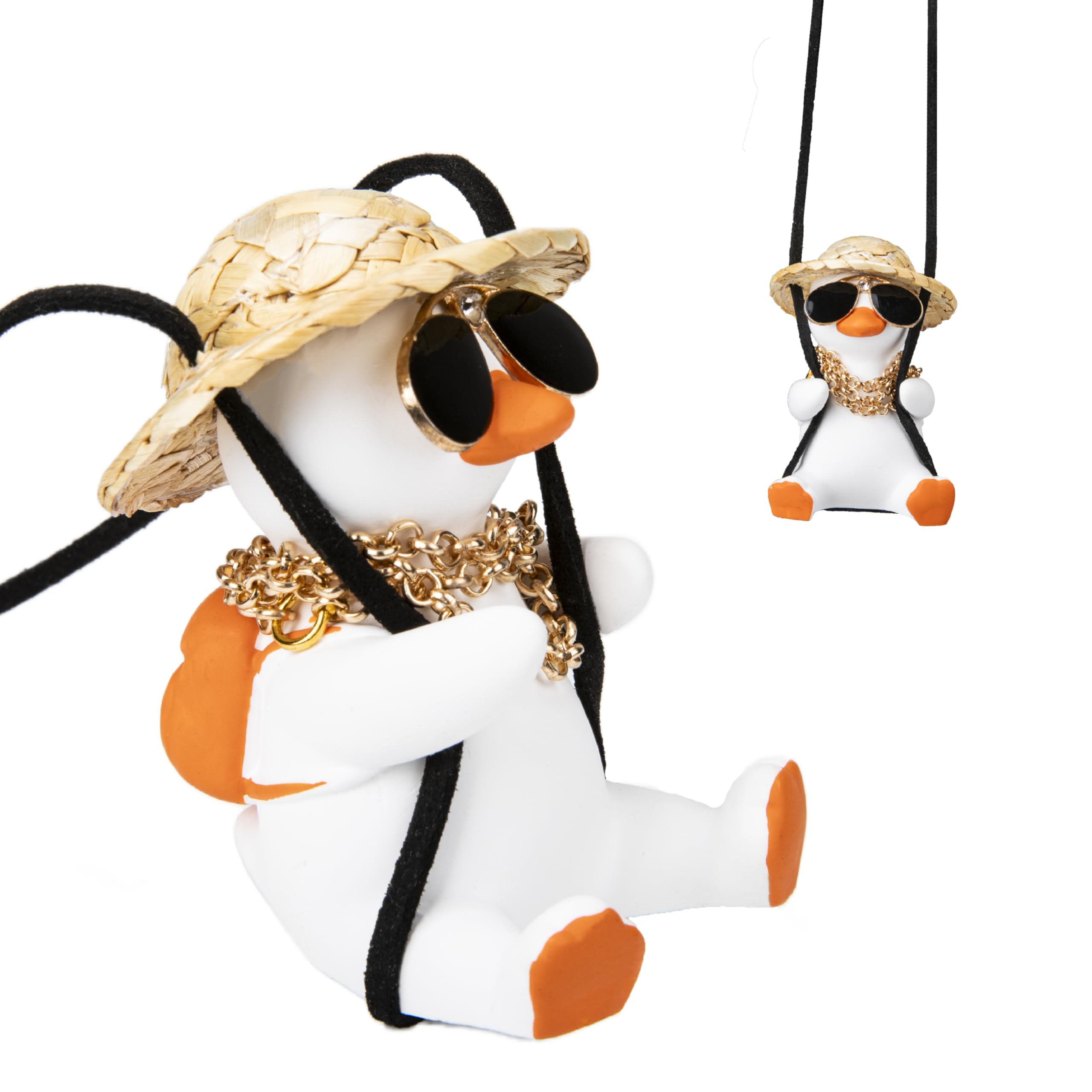 Swinging Duck Car Hanging Ornament, Rear View Mirror Hanging Accessories of Swinging Ducks, Hanging Duck for Car Mirror, Cute Decor Rear View Mirror Accessories Interior for Teens, Men and Women
