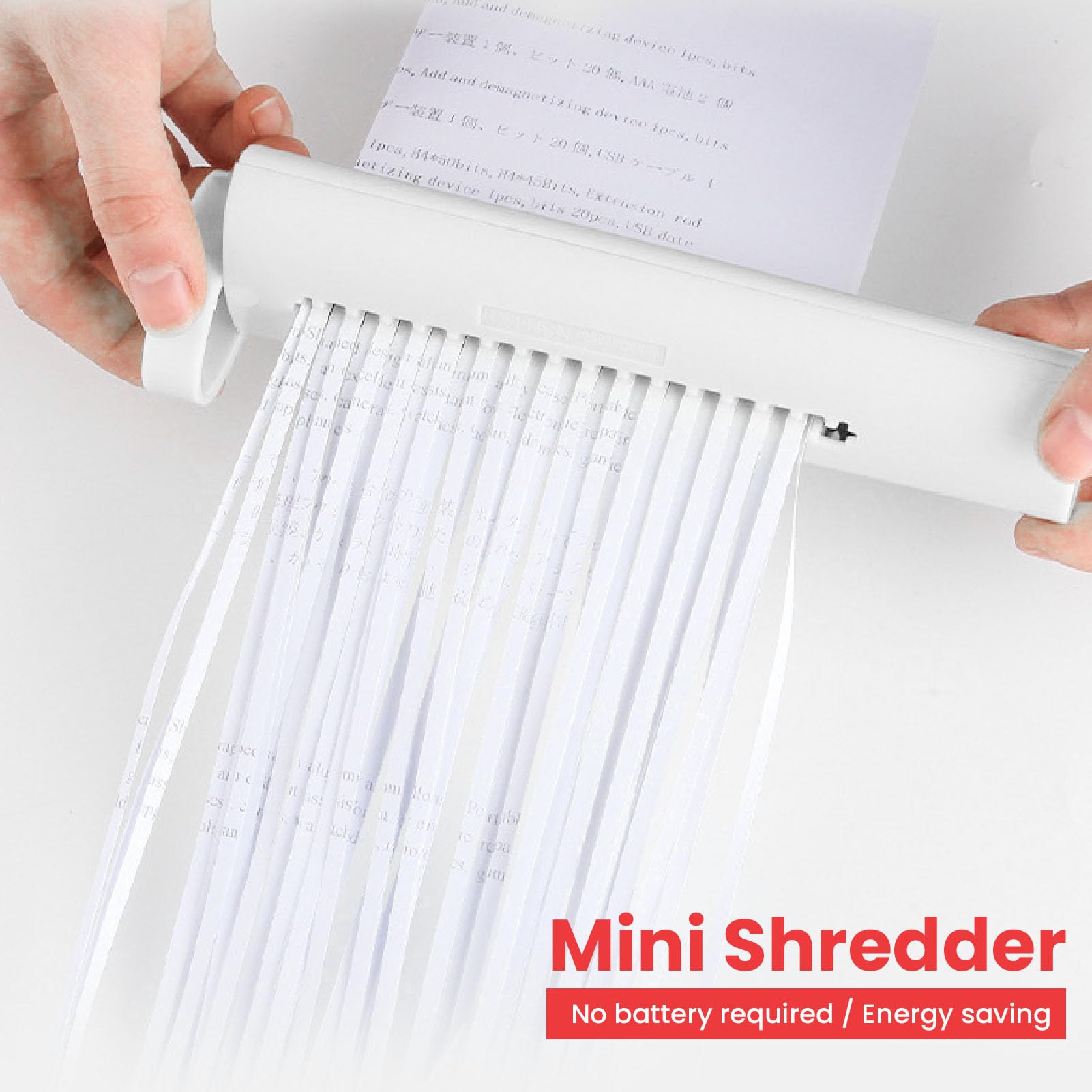 BRRNOO Handy Paper Shredder Portable Manual Document Shredder ABS Blanc