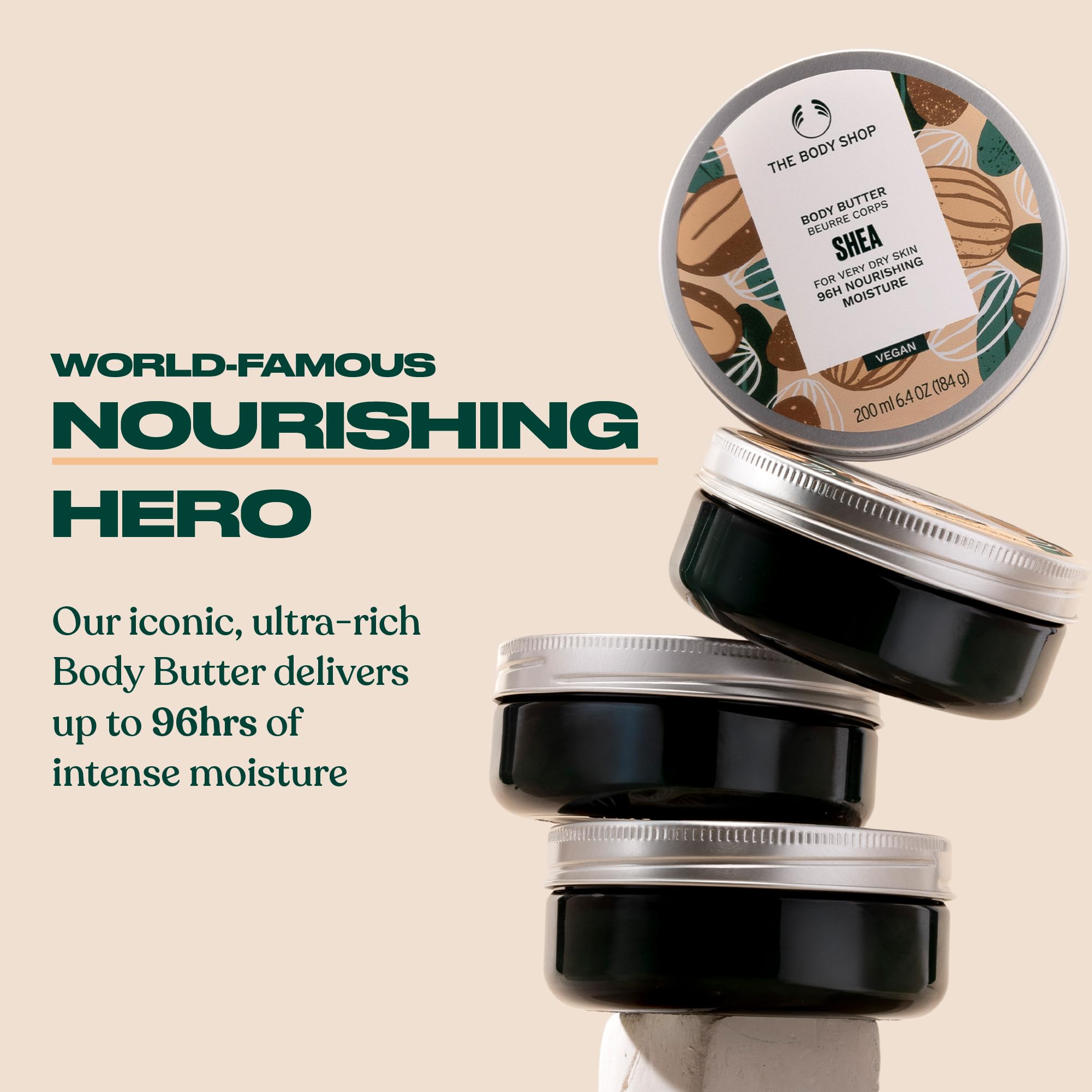 The Body Shop Zestaw upominkowy Shea Essentials (krem pod prysznic 250 ml + masło do ciała 50 ml + masło do ust 10 ml + balsam do rąk 30 ml), kolekcja odżywczego masła shea do pielęgnacji od stóp do