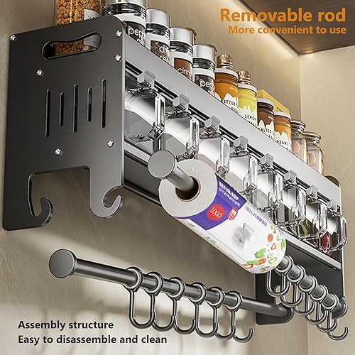 Miniatura 6 de Cuchillo colgante de pared para montaje en pared, taza de condimentos, estante de cuchillos que ahorra espacio con ganchos, organizador de cocina