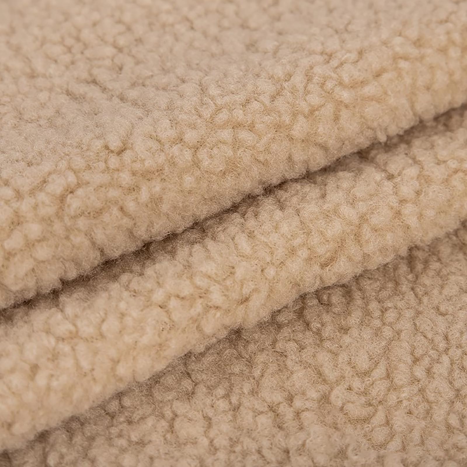 ZLMDK Sherpa Fleece Fabric Plush Faux Fur Fabric 63''x19'' Lambskin Thermal Lined Material for DIY Sewing Handmade Winter Wear Costumes(Color:Khaki)