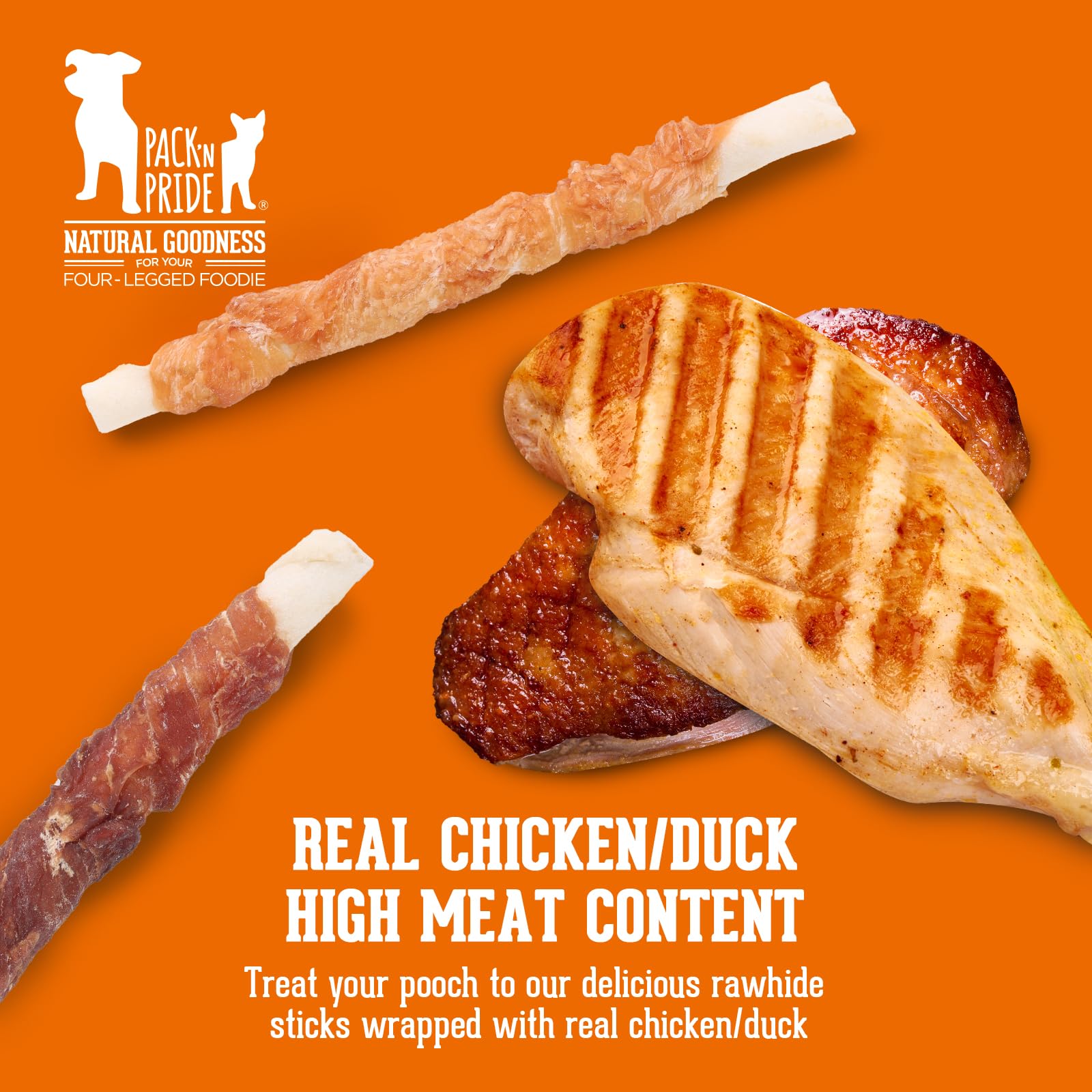 PACK'N PRIDE Dog Treats, 10 Pack*90g (900g) Dog Chews, Chewy Twists with Chicken&Duck, Low Fat Natural Treats for Small&Medium Dogs - Image 2