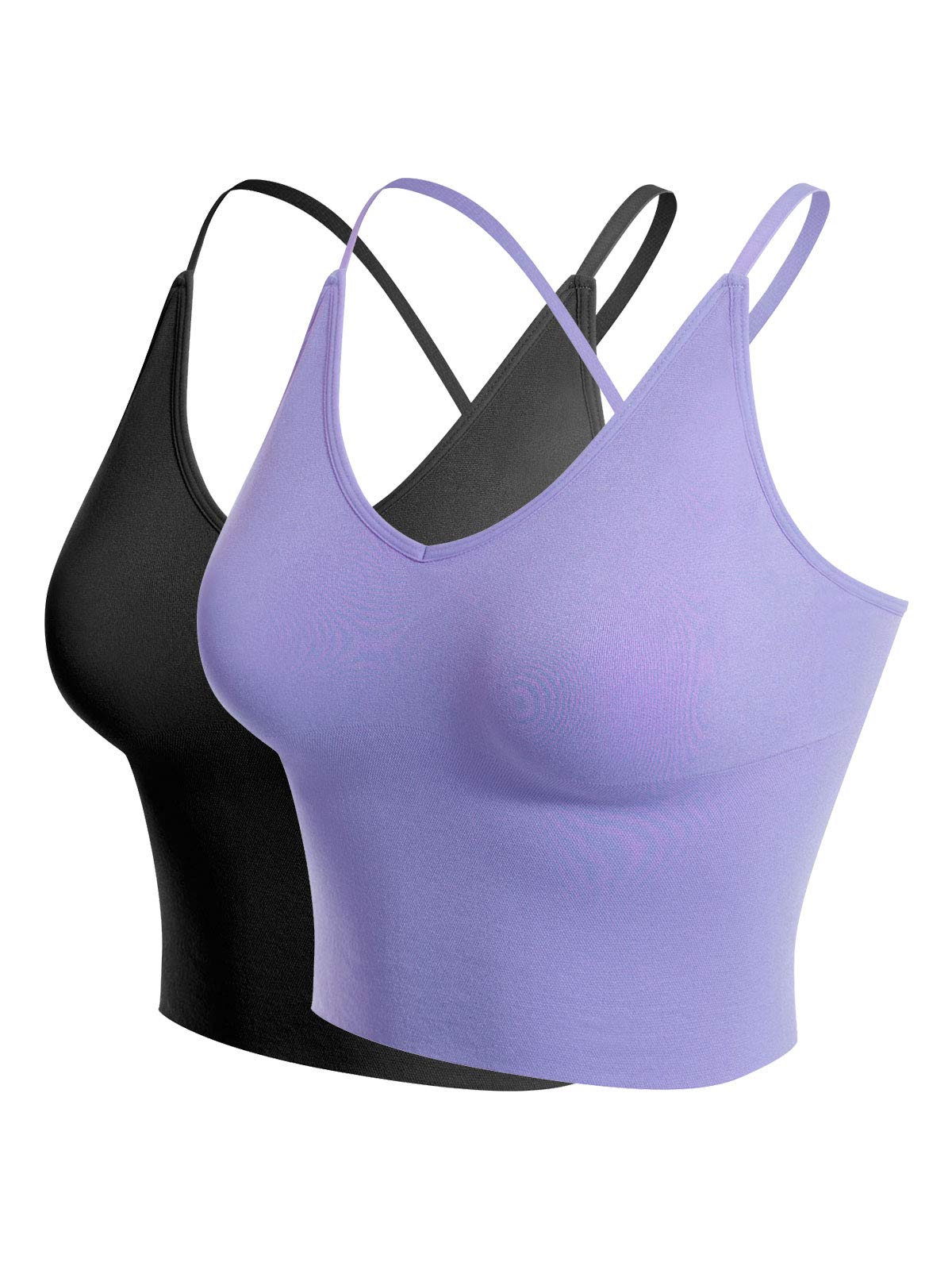 Design by Olivia Women's Padded Sports Bra Longline Workout Crop Top