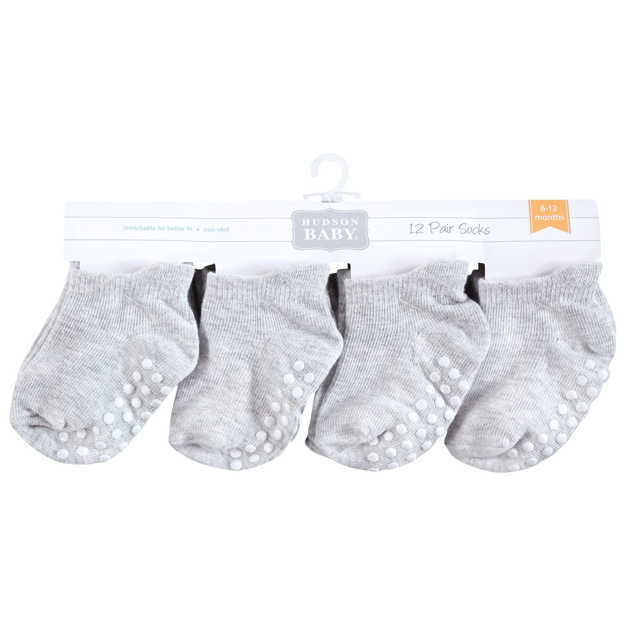 Hudson Baby Damskie unisex niemowlę antypoślizgowe niewidoczne skarpetki, szare, 6-12 miesięcy, małe