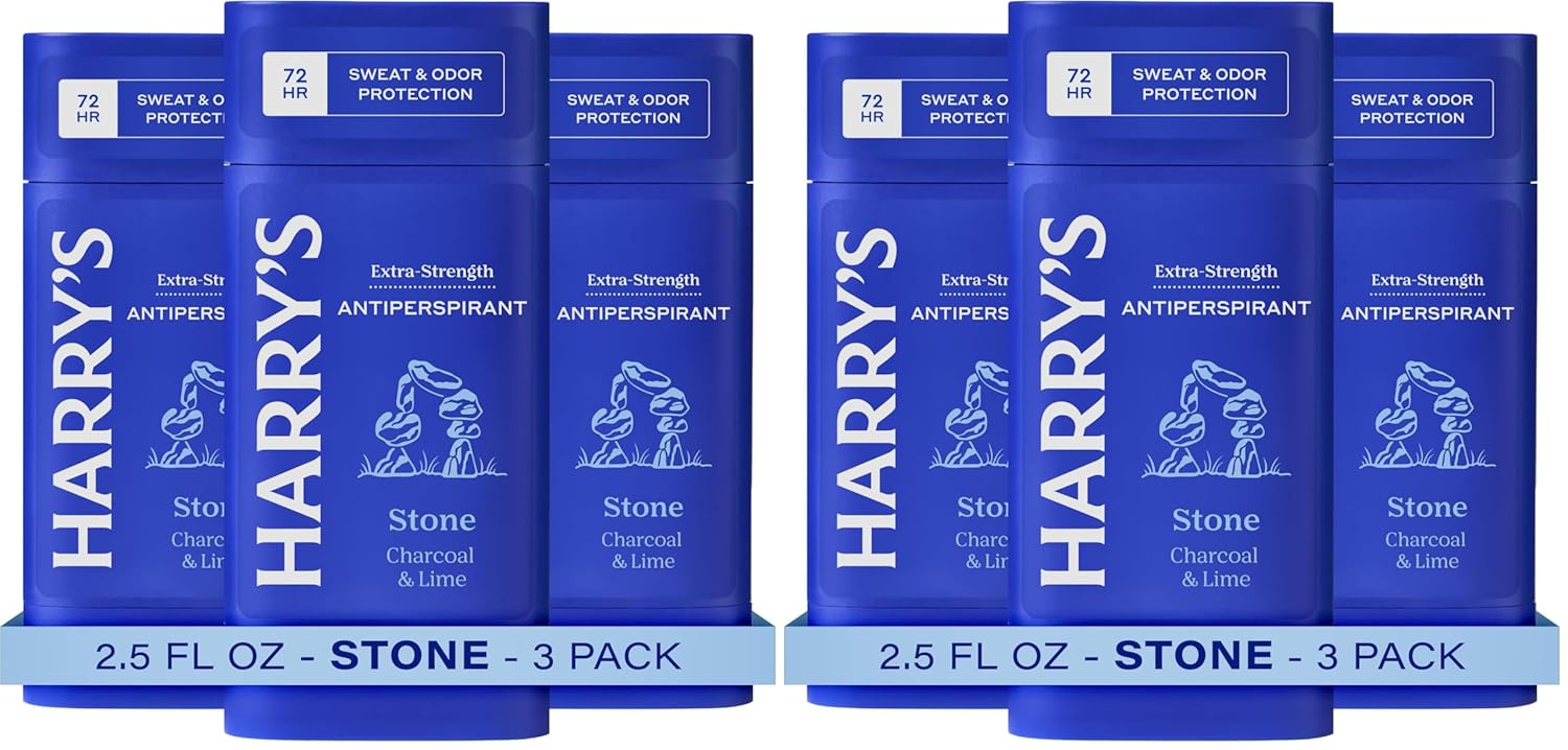 Harry's Extra-Strength Antiperspirant Deodorant, Sweat & Odor Control Antiperspirant for Men, Stone, 2.5 oz (Pack of 6)