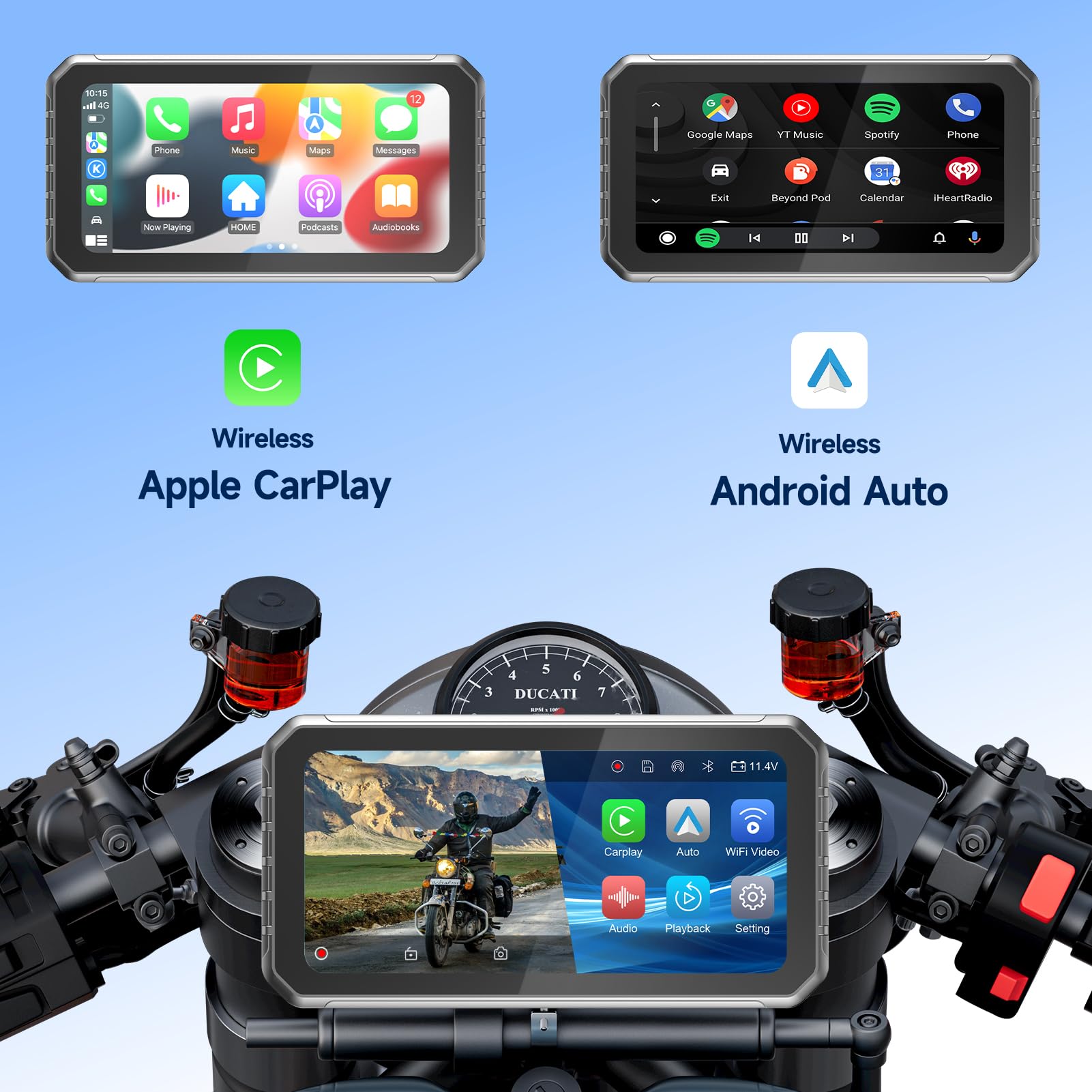 Spedal CL872 Motorcycle CarPlay Screen, Wireless CarPlay & Android