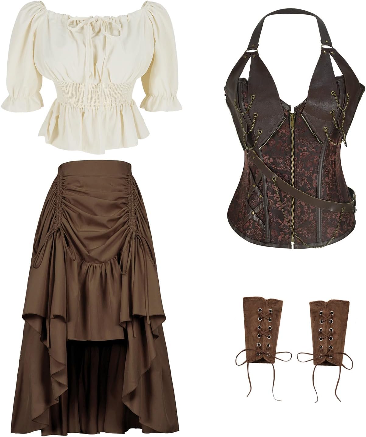 4 pcs Viking pirate Renaissance costumes for women steampunk costume Halloween victorian costumes