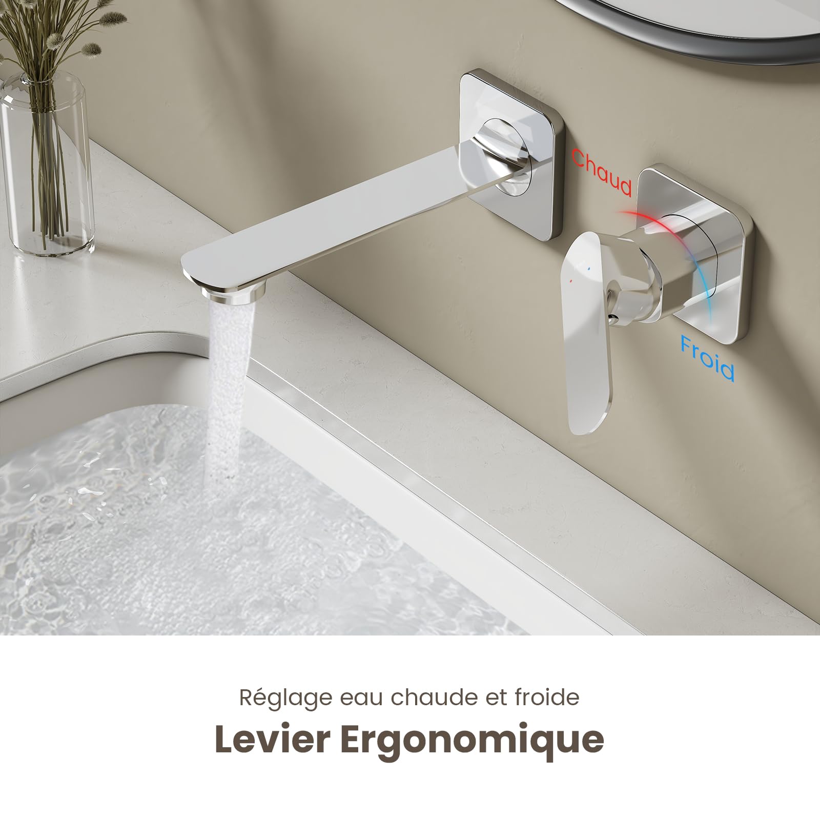 EMKE - Grifo de baño cromado modular, mezclador para lavabo, cuerpo de latón resistente, aireador Neoperl, ahorro de agua, instalación fácil, 233x127x110 mm
