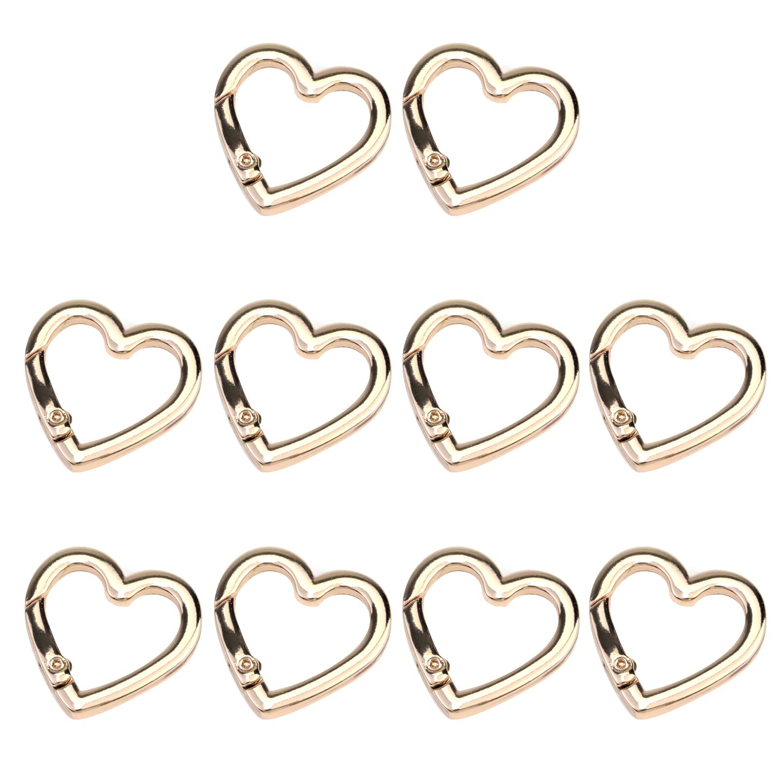 Pastlla 10pcs Heart Shape Key Ring Snap Hook Clip Key Holder Spring Snap Hook DIY Accessories for Bags Purses Keychains Jewelry Making Gold Style 2