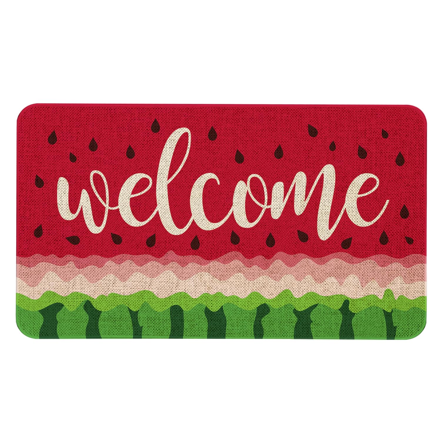 AAIOLPS Summer Watermelon Welcome Doormat Watermelon Front Door Mat Indoor Outdoor Entrance Floor Mats Non-Slip Washable Seasonal Summer Home Decor