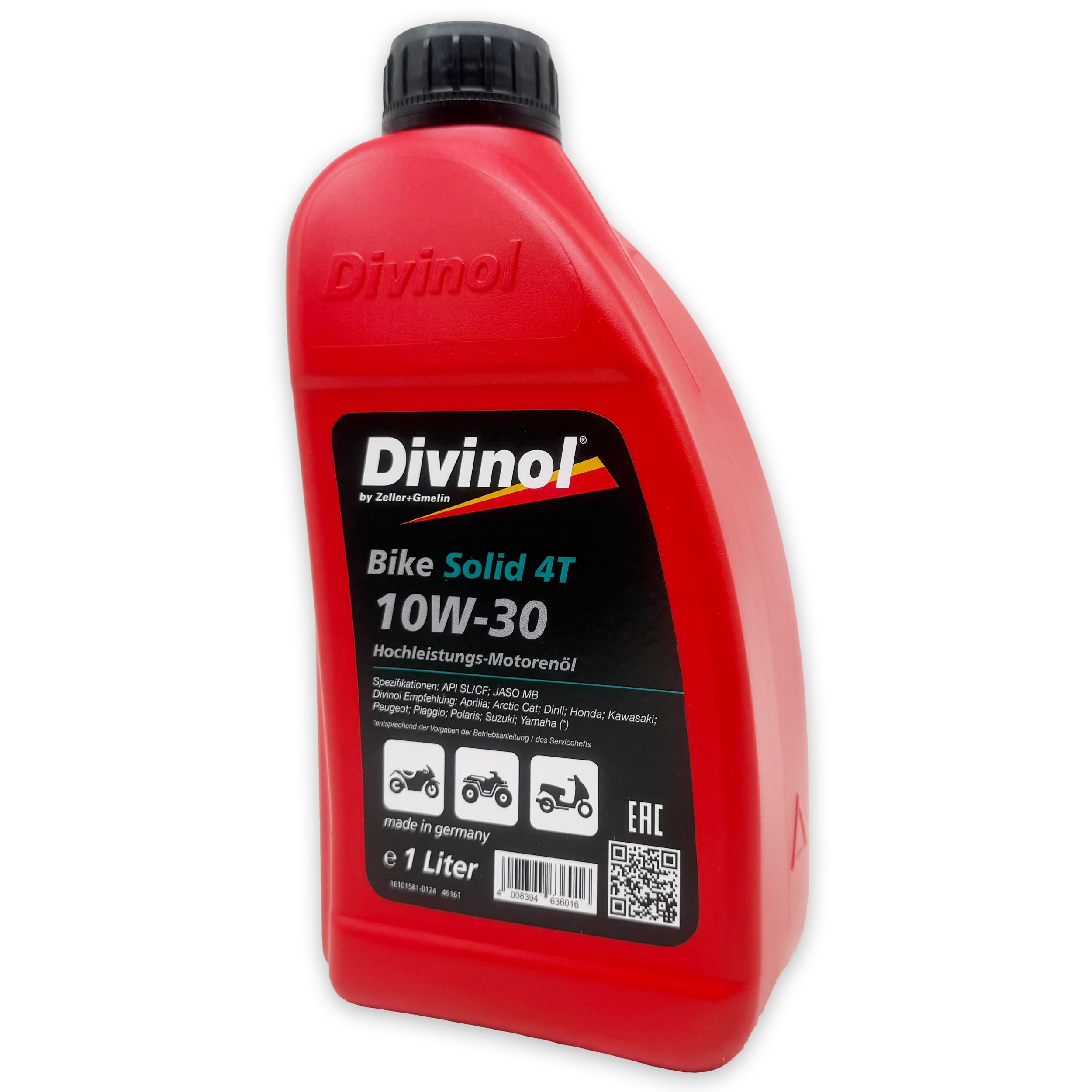 DIVINOL Bike Solid 4T | 10W-30 | 6 L | JASO MB | API SL/CF | Motorroller Öl | 4 Takt Motoröl für Scooter Quad ATV – reibungsoptimiert für Automatik | (49161) -Artnr. | mit Trichter