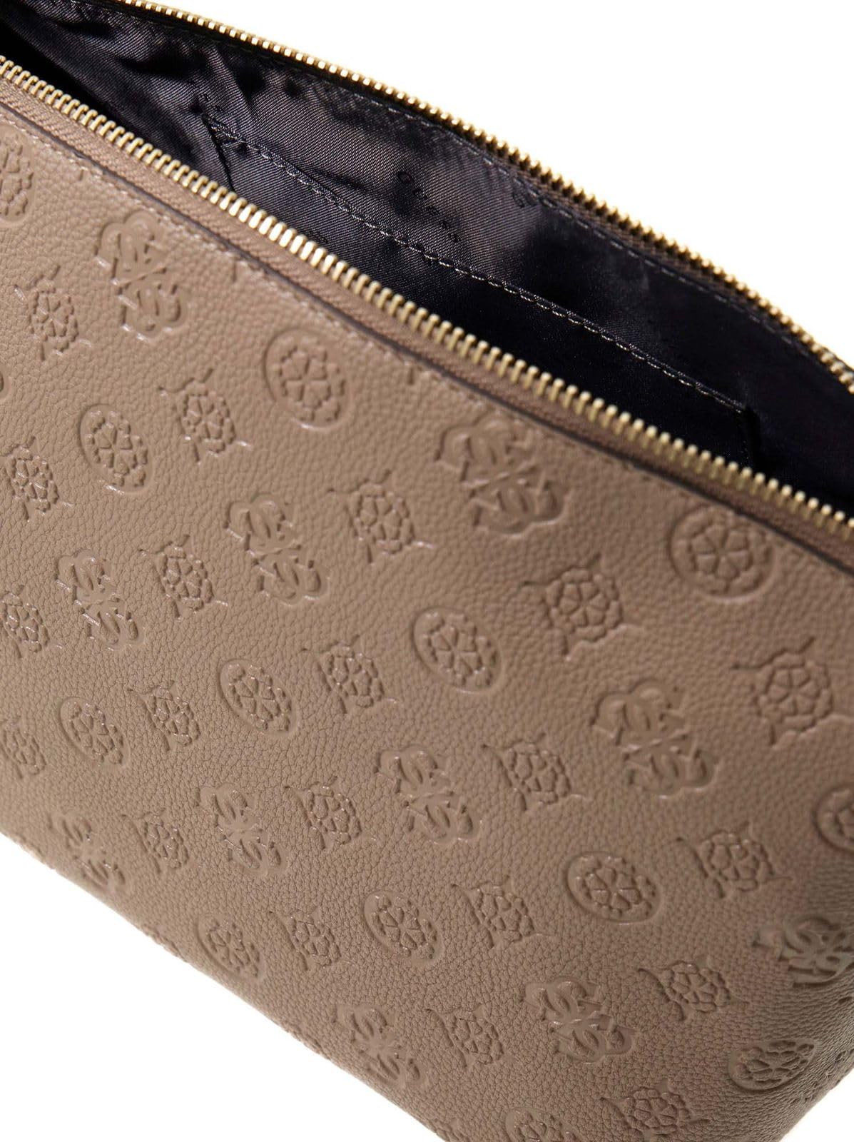 GUESS Kosmetiktasche Wilder Top Zip Cosmetic Bag Taupe Logo beige