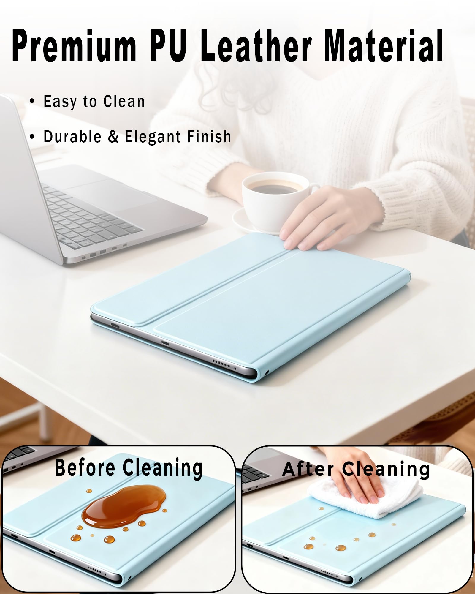 Custodia con tastiera retroilluminata per Samsung Galaxy Tab S10 Lite/S10 FE/S9 FE 5G/S9 da 10,9-11 pollici, con tastiera Bluetooth staccabile (celeste, Galaxy Tab S10 Lite / S10 FE / S9 FE/S9