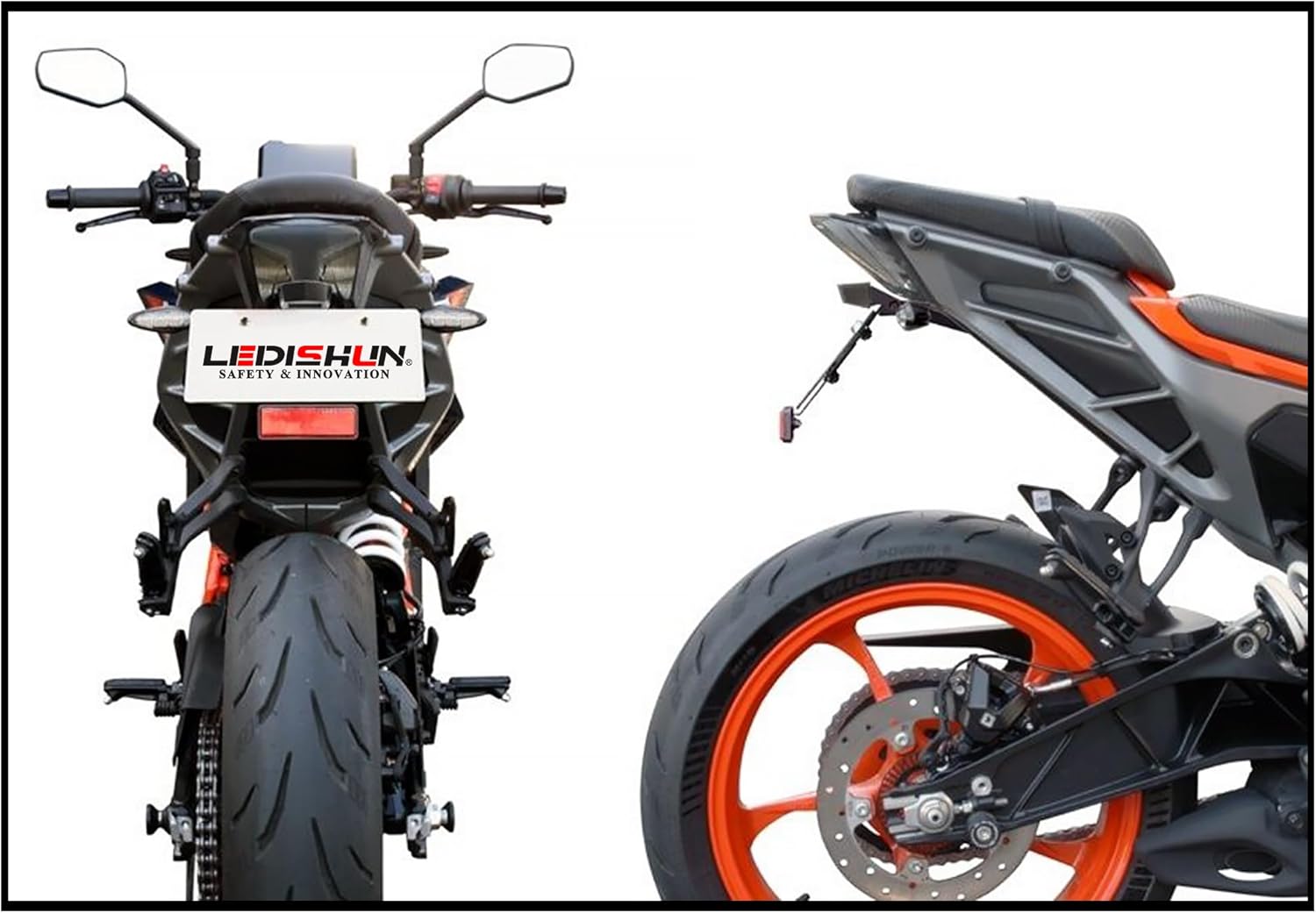 Motorcycle Tidy Tail Fender Eliminator Adjustable License Plate Bracket Holder (for KTM Vehicle) 390 Duke; 250 Duke; 125 DUKE (DUKE 390/250/125 2024+)