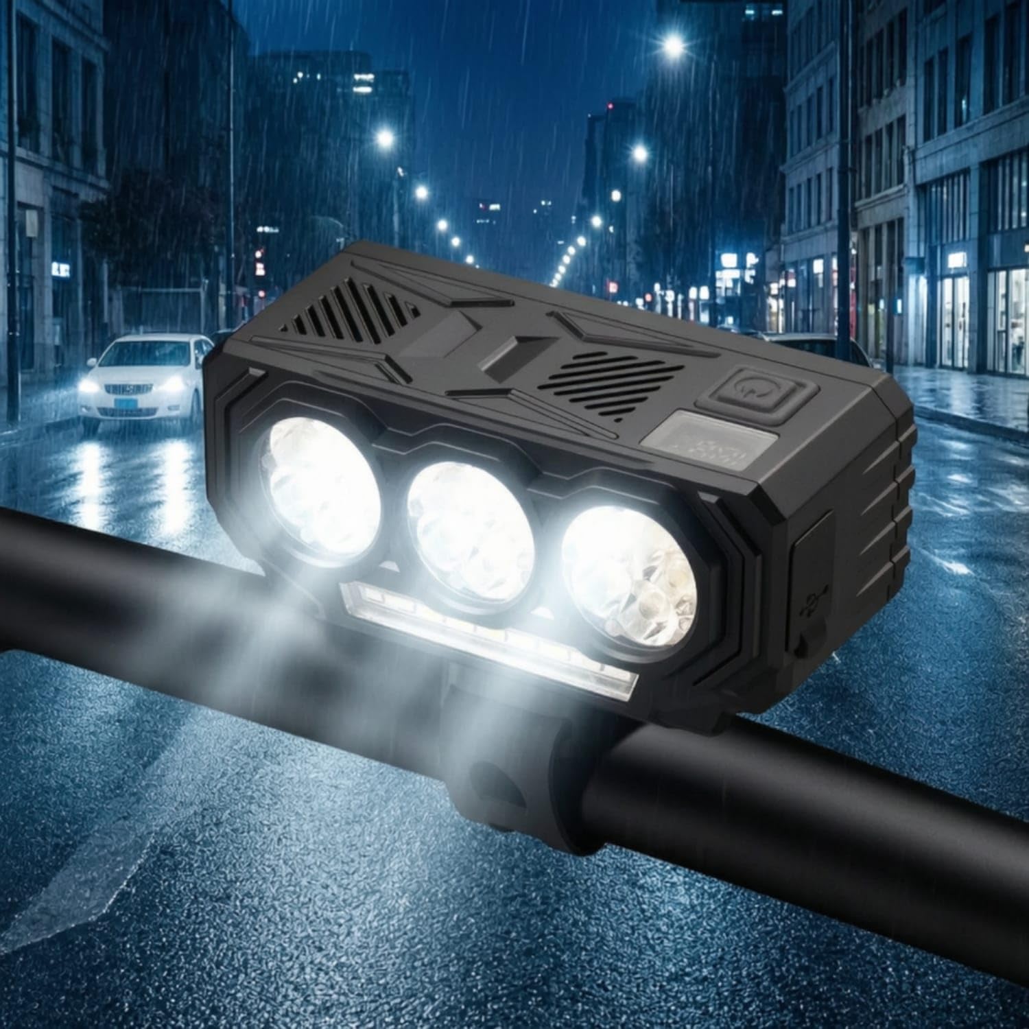 Rechargeable Bike Light with Handlebar Mount Led Bike Front Light Compact Bike Headlight Multi-Mode for Cyclists, Commuters, Night Riding, Commuting, A5 Basic W 056 Red-image-7